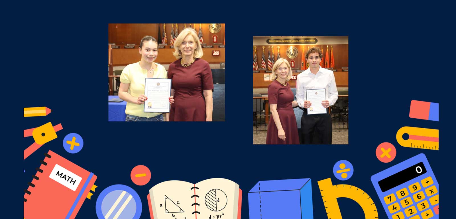 Long Beach High School is proud to announce that two outstanding students, senior LiLin Garfinkel and junior Ryan Fackler have been awarded the prestigious Nassau County Comptroller